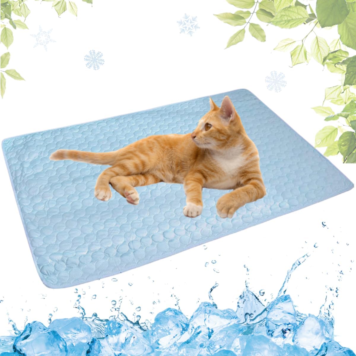 Selbstkühlende Kühlmatte für Hunde und Katzen – waschbar, für Zuhause, Auto und unterwegs, Blau, 50 × 60 cm