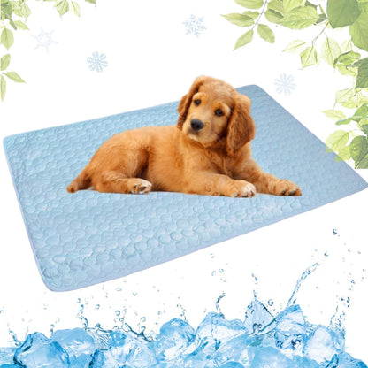 Selbstkühlende Kühlmatte für Hunde und Katzen – waschbar, für Zuhause, Auto und unterwegs, Blau, 50 × 60 cm