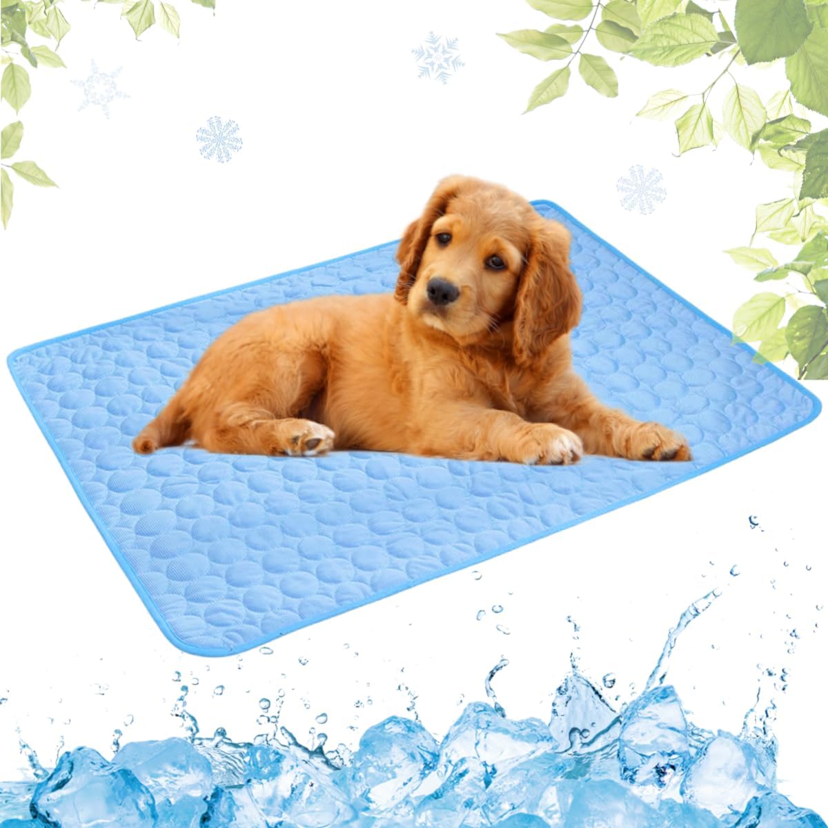 Selbstkühlende Kühlmatte für Hunde und Katzen – waschbar, für Zuhause, Auto und unterwegs, Blau, 50 × 60 cm
