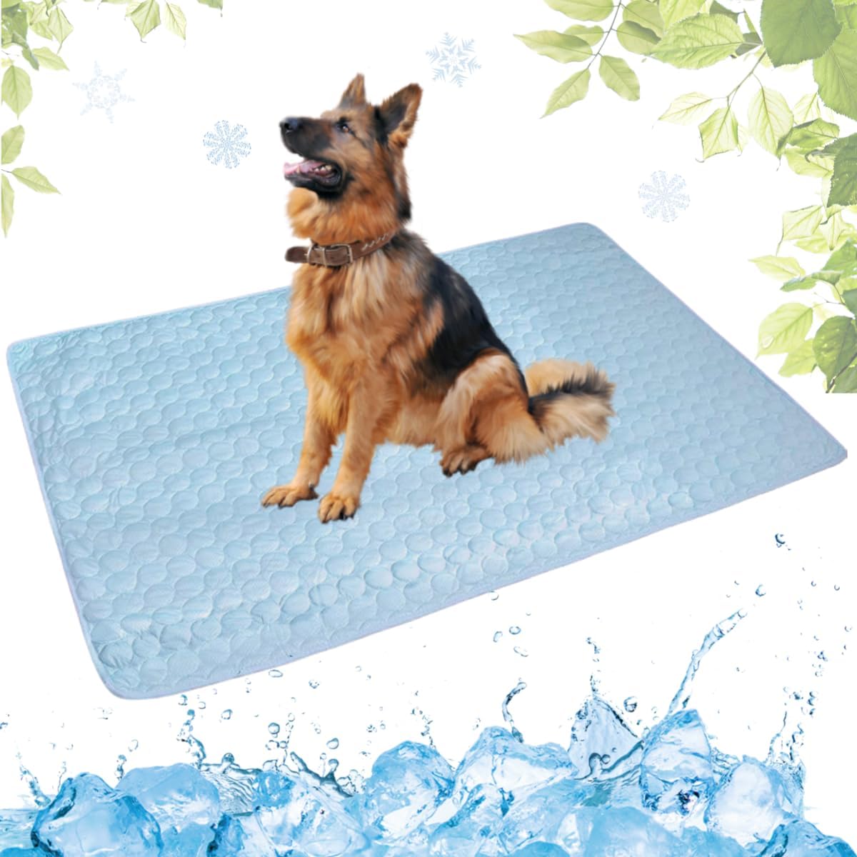 Selbstkühlende Kühlmatte für Hunde und Katzen – waschbar, für Zuhause, Auto und unterwegs, Blau, 50 × 60 cm