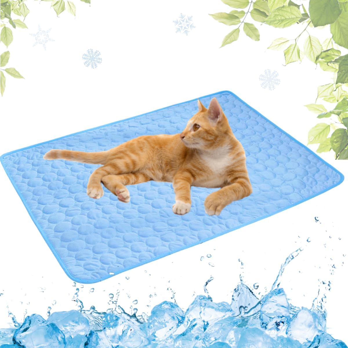 Selbstkühlende Kühlmatte für Hunde und Katzen – waschbar, für Zuhause, Auto und unterwegs, Blau, 50 × 60 cm