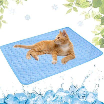 Selbstkühlende Kühlmatte für Hunde und Katzen – waschbar, für Zuhause, Auto und unterwegs, Blau, 50 × 60 cm