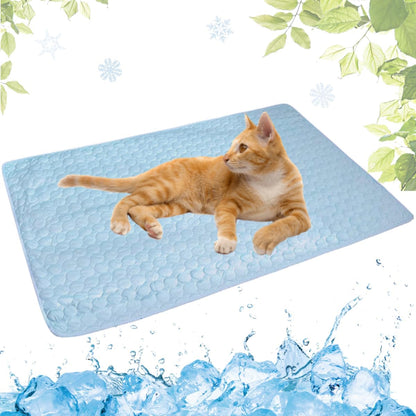 Selbstkühlende Kühlmatte für Hunde und Katzen – waschbar, für Zuhause, Auto und unterwegs, Blau, 50 × 60 cm