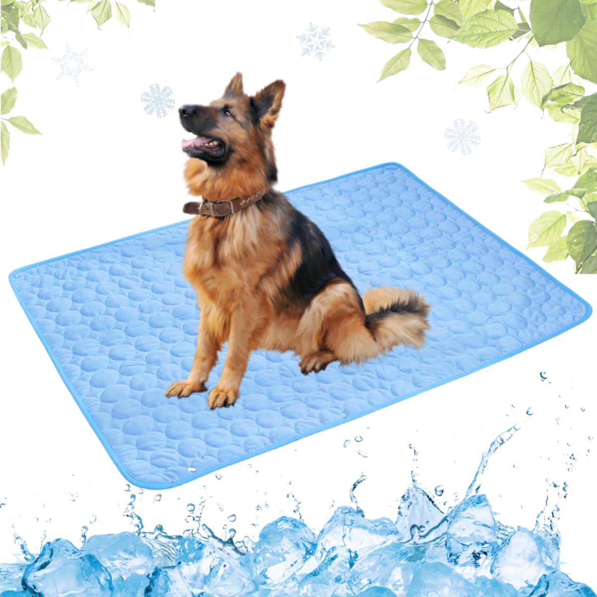 Selbstkühlende Kühlmatte für Hunde und Katzen – waschbar, für Zuhause, Auto und unterwegs, Blau, 50 × 60 cm