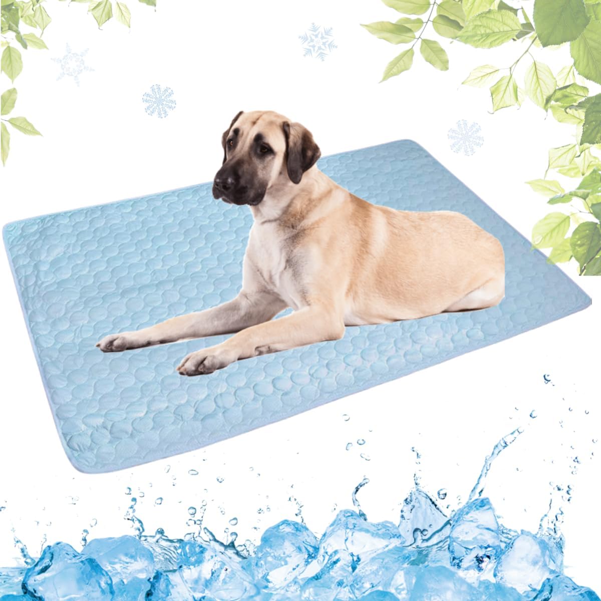 Selbstkühlende Kühlmatte für Hunde und Katzen – waschbar, für Zuhause, Auto und unterwegs, Blau, 50 × 60 cm