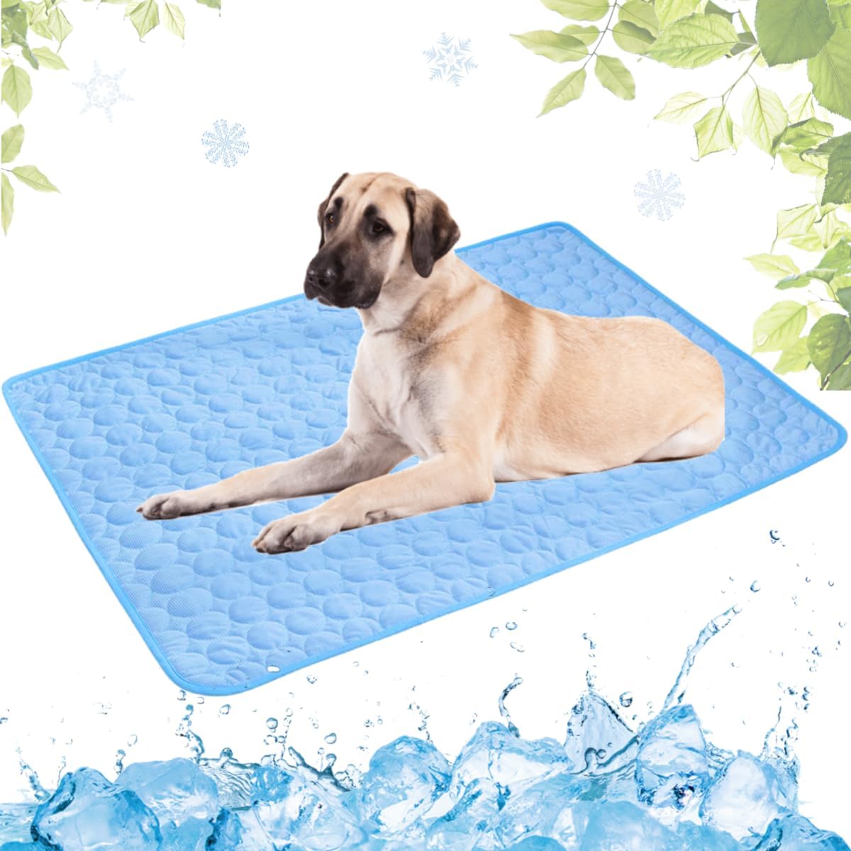 Selbstkühlende Kühlmatte für Hunde und Katzen – waschbar, für Zuhause, Auto und unterwegs, Blau, 50 × 60 cm