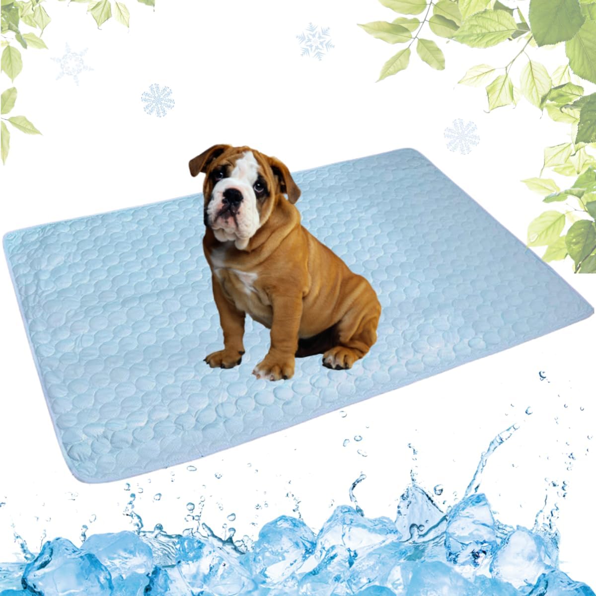 Selbstkühlende Kühlmatte für Hunde und Katzen – waschbar, für Zuhause, Auto und unterwegs, Blau, 50 × 60 cm