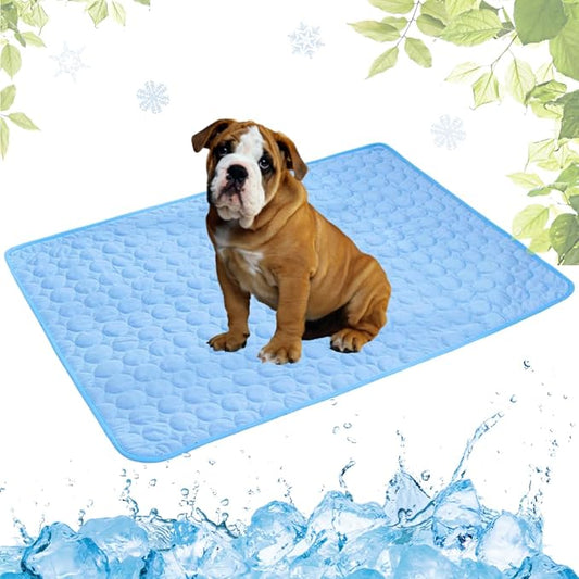 Selbstkühlende Kühlmatte für Hunde und Katzen – waschbar, für Zuhause, Auto und unterwegs, Blau, 50 × 60 cm