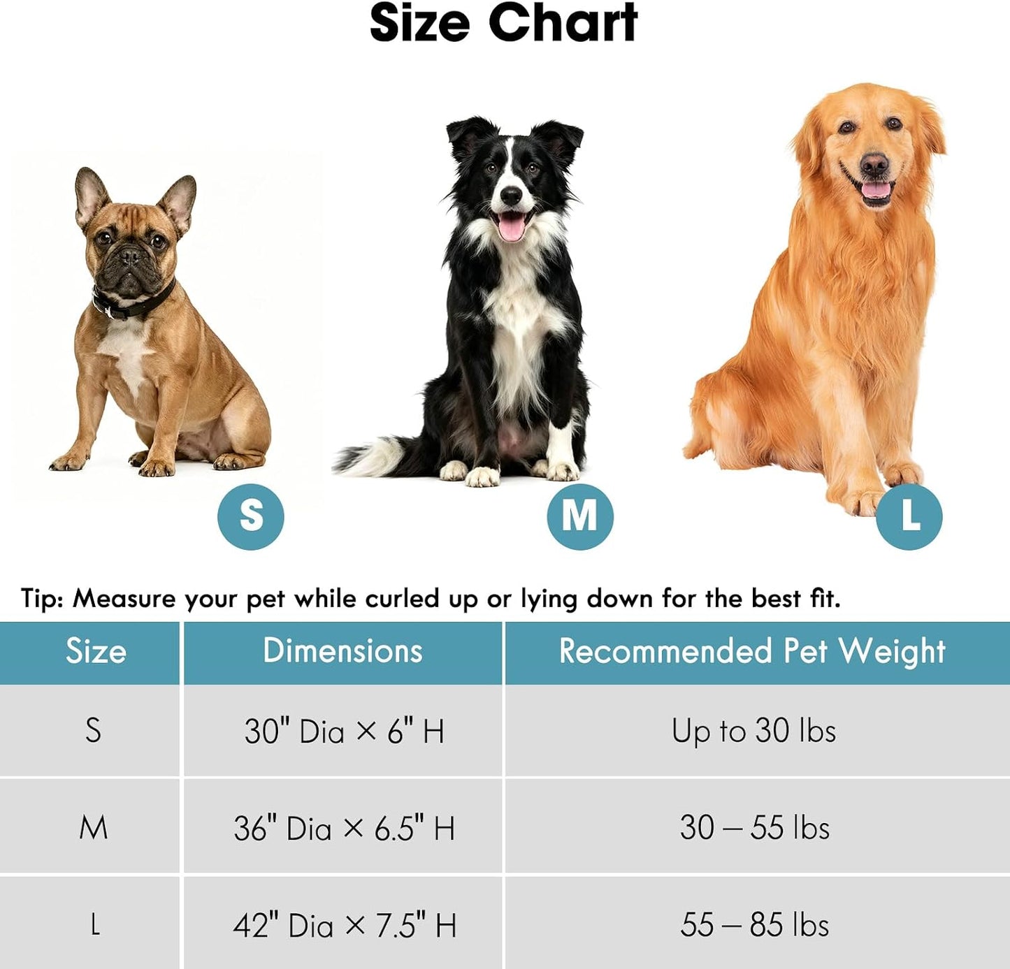 ClevaHome Orthopädisches Hundebett für große Hunde – waschbar, 30 Zoll, Eisblau
