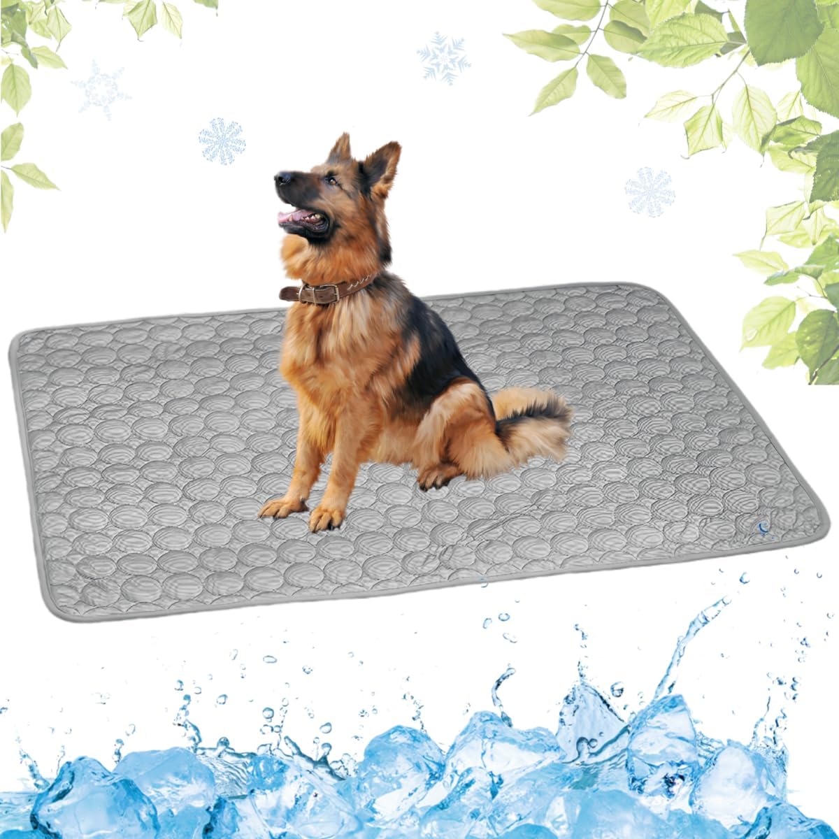 Selbstkühlende Kühlmatte für Hunde und Katzen – waschbar, für Zuhause, Auto und unterwegs, Blau, 50 × 60 cm