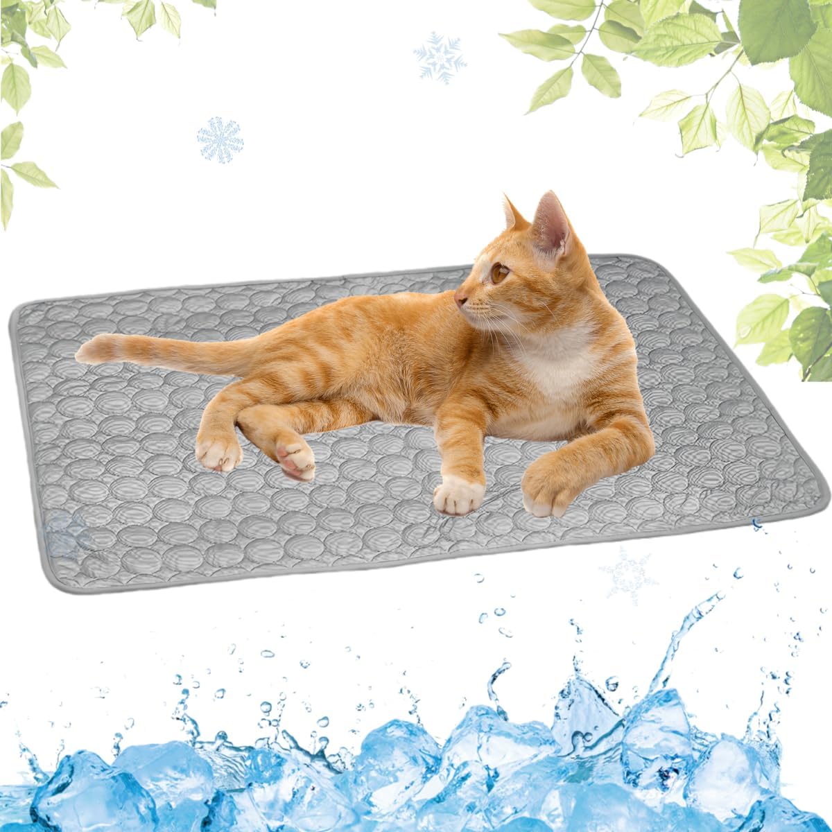 Selbstkühlende Kühlmatte für Hunde und Katzen – waschbar, für Zuhause, Auto und unterwegs, Blau, 50 × 60 cm