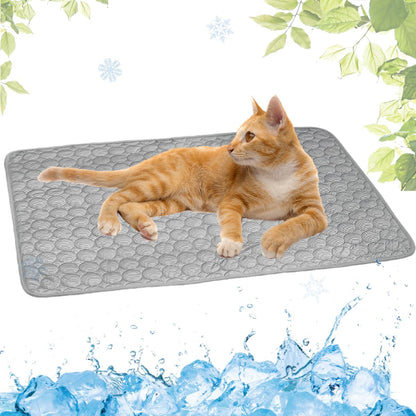 Selbstkühlende Kühlmatte für Hunde und Katzen – waschbar, für Zuhause, Auto und unterwegs, Blau, 50 × 60 cm