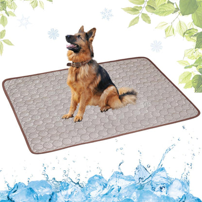 Selbstkühlende Kühlmatte für Hunde und Katzen – waschbar, für Zuhause, Auto und unterwegs, Blau, 50 × 60 cm