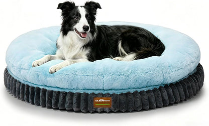 ClevaHome Orthopädisches Hundebett für große Hunde – waschbar, 30 Zoll, Eisblau