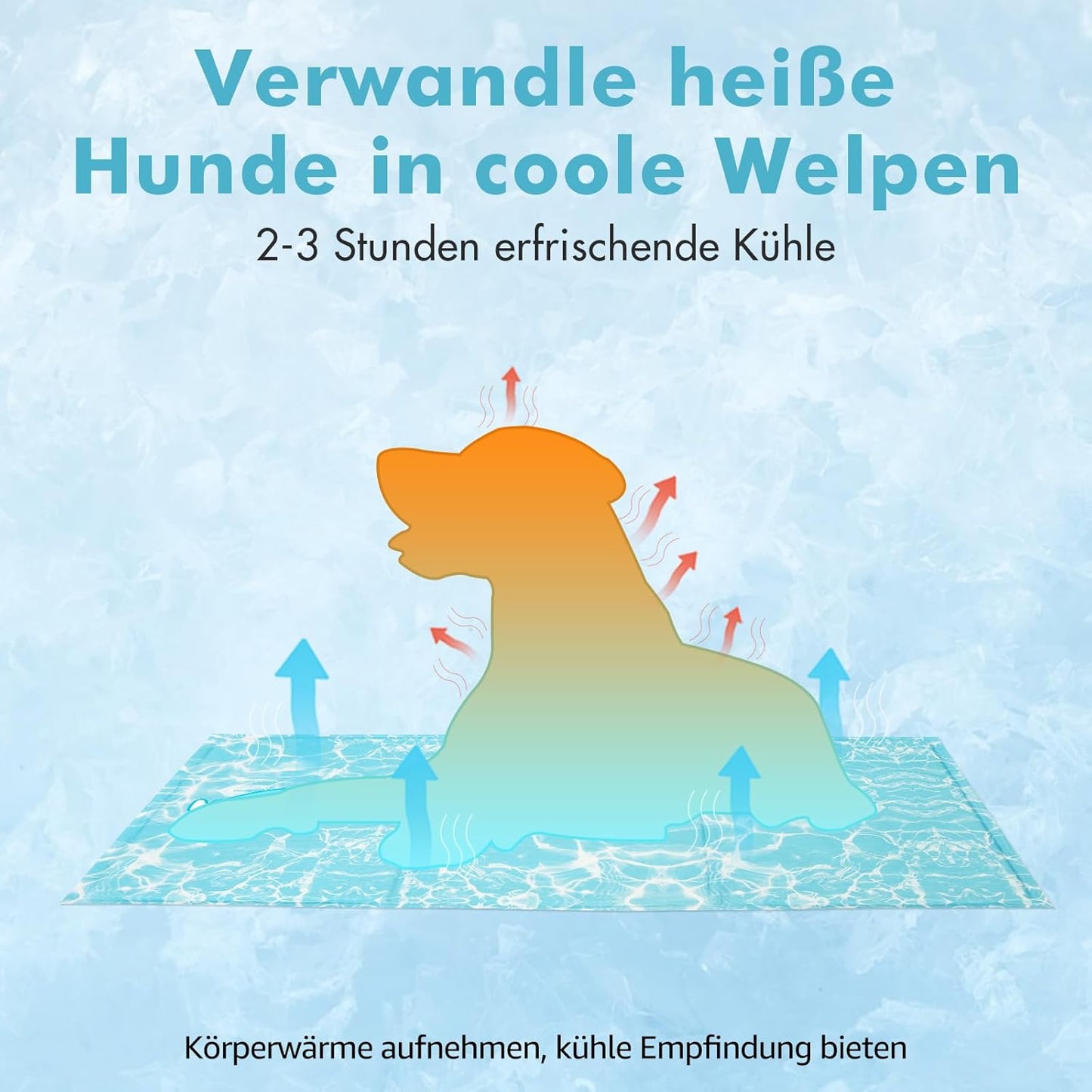 Pawtasy Kühlmatte für Hunde und Katzen – selbstkühlend mit Kühlgel, XXL 120 × 80 cm