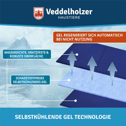 Veddelholzer Kühlmatte für Hunde, Größe M – extra dick, selbstkühlend ohne Strom, faltbar und leicht zu reinigen, ideal für Sommer und Reisen