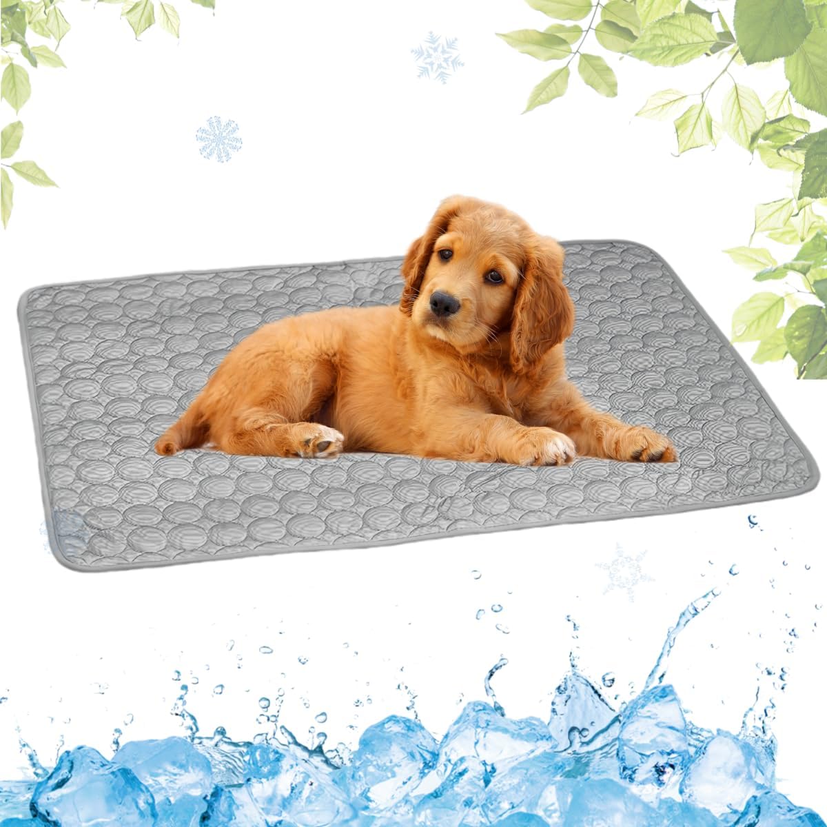 Selbstkühlende Kühlmatte für Hunde und Katzen – waschbar, für Zuhause, Auto und unterwegs, Blau, 50 × 60 cm