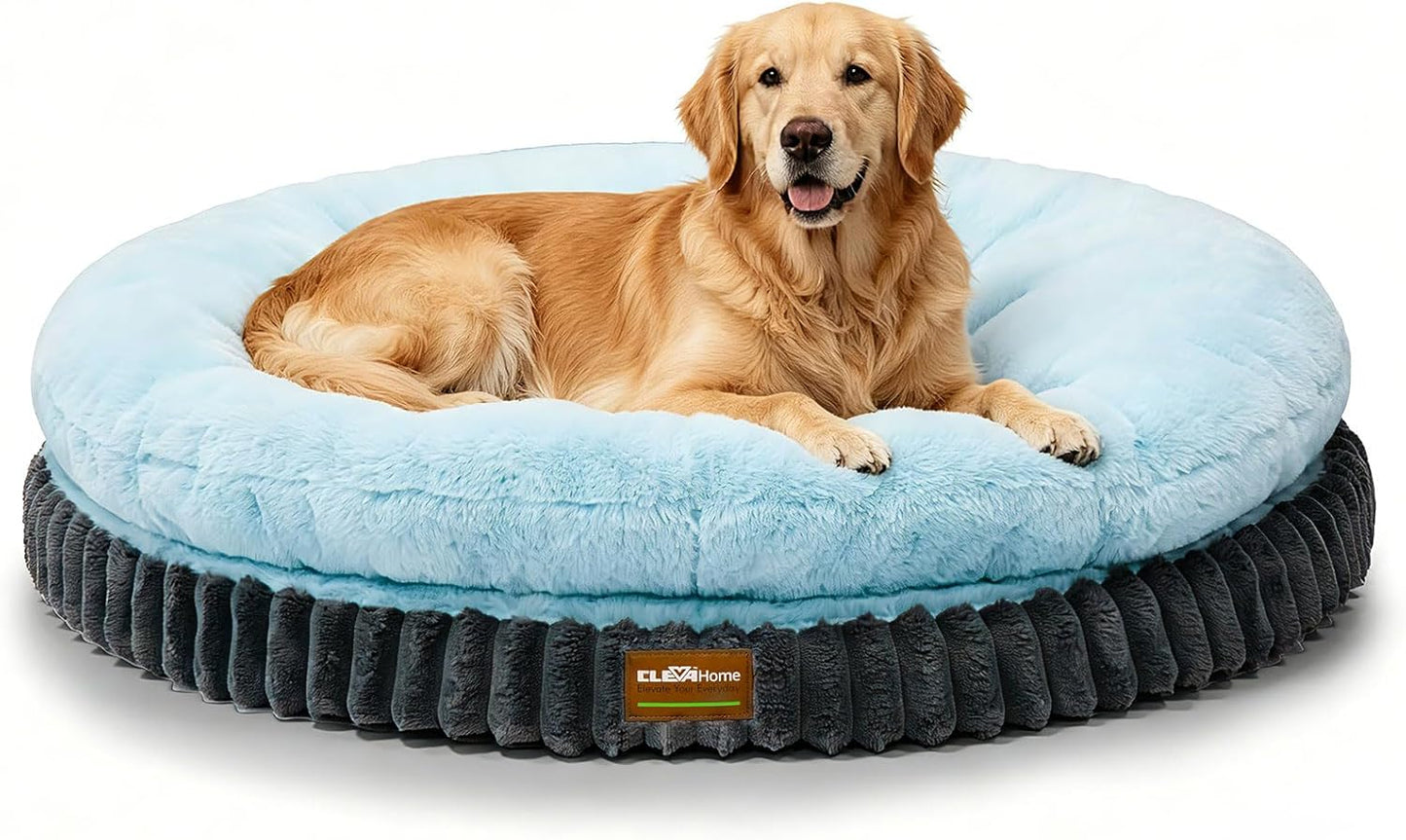 ClevaHome Orthopädisches Hundebett für große Hunde – waschbar, 30 Zoll, Eisblau