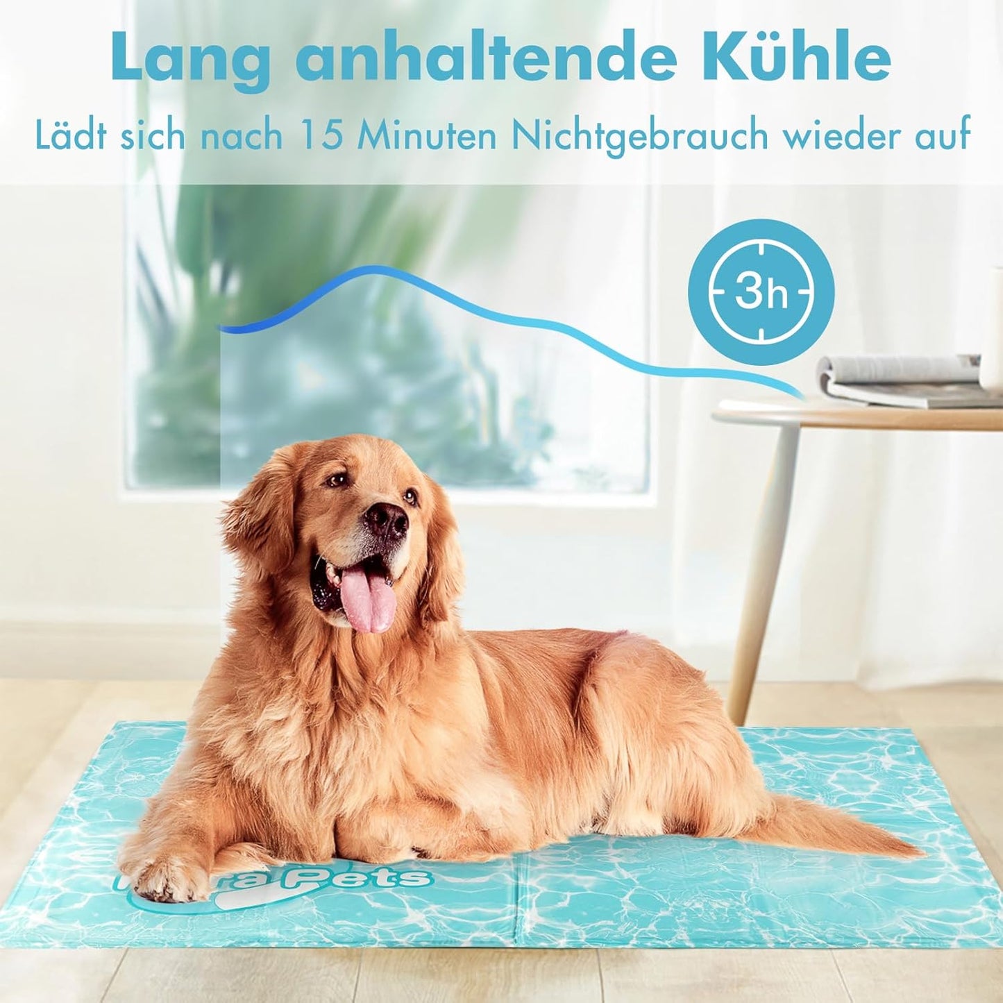 Pawtasy Kühlmatte für Hunde und Katzen – selbstkühlend mit Kühlgel, XXL 120 × 80 cm