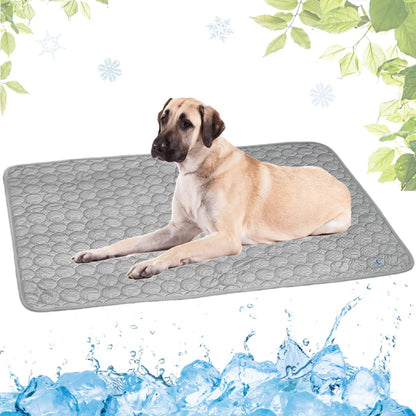 Selbstkühlende Kühlmatte für Hunde und Katzen – waschbar, für Zuhause, Auto und unterwegs, Blau, 50 × 60 cm