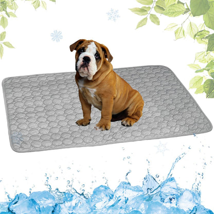 Selbstkühlende Kühlmatte für Hunde und Katzen – waschbar, für Zuhause, Auto und unterwegs, Blau, 50 × 60 cm