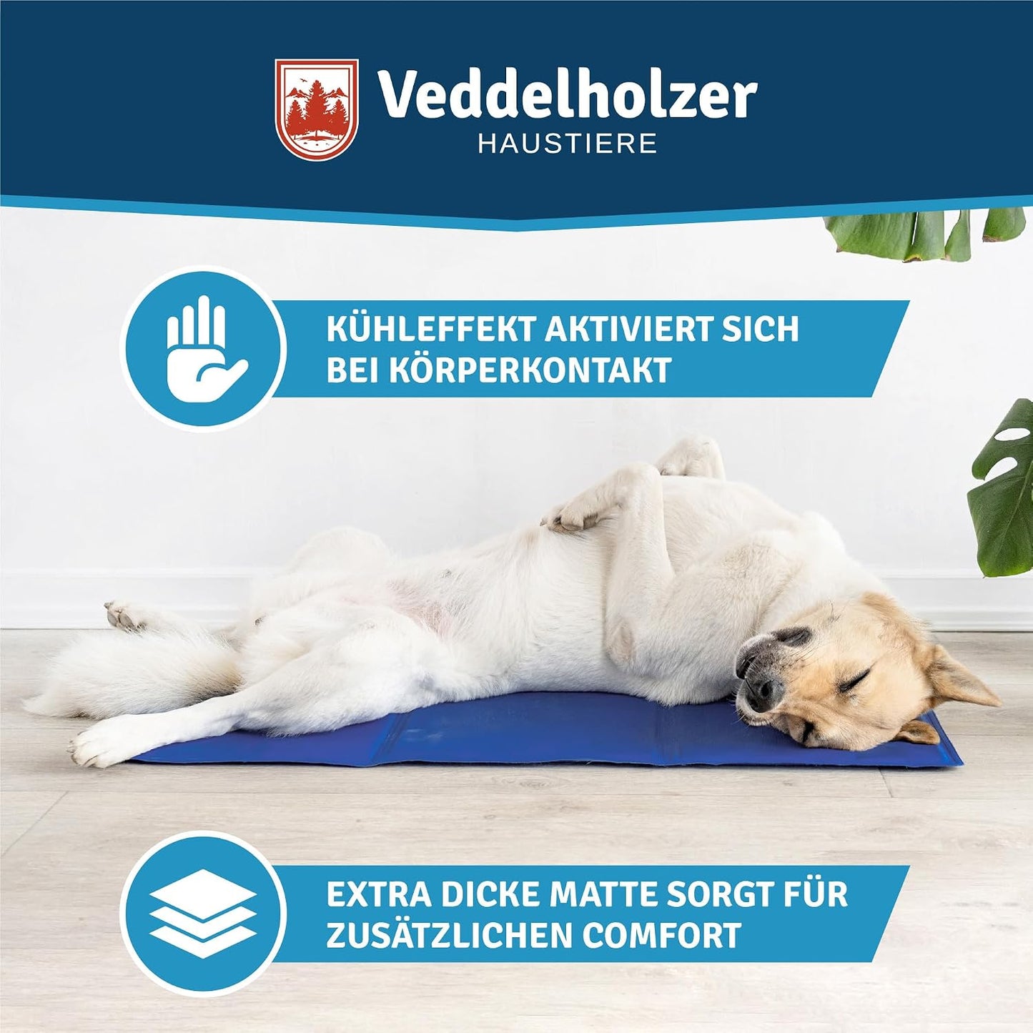 Veddelholzer Kühlmatte für Hunde, Größe M – extra dick, selbstkühlend ohne Strom, faltbar und leicht zu reinigen, ideal für Sommer und Reisen