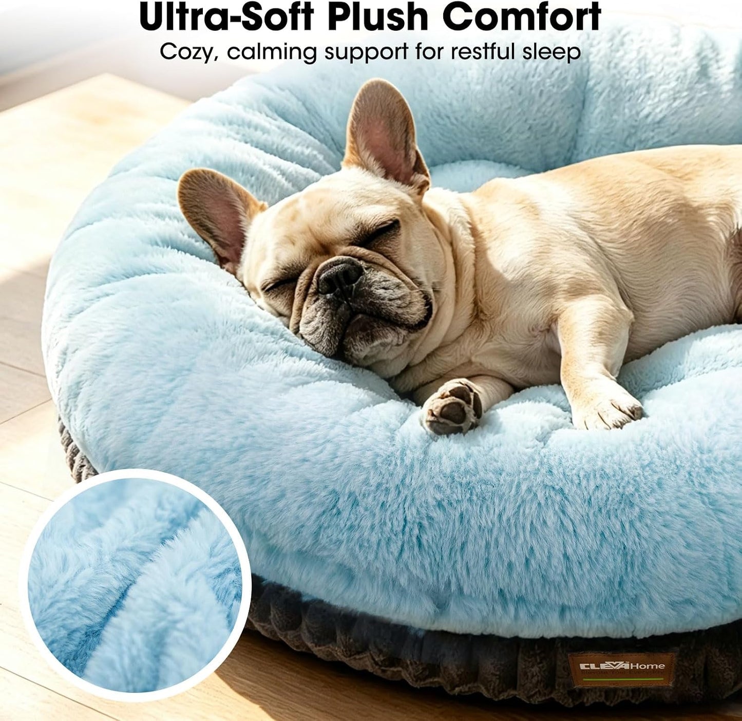ClevaHome Orthopädisches Hundebett für große Hunde – waschbar, 30 Zoll, Eisblau