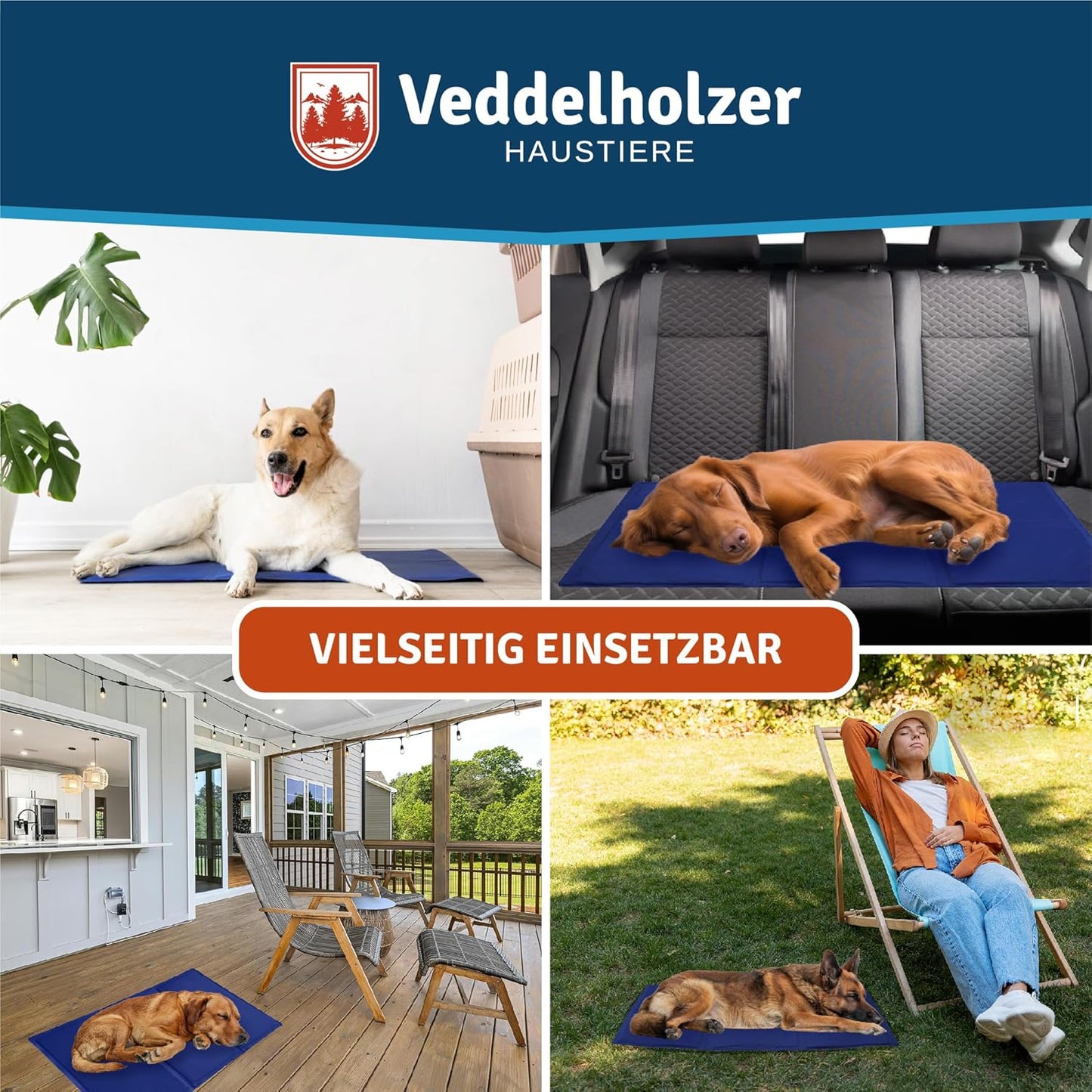 Veddelholzer Kühlmatte für Hunde, Größe M – extra dick, selbstkühlend ohne Strom, faltbar und leicht zu reinigen, ideal für Sommer und Reisen